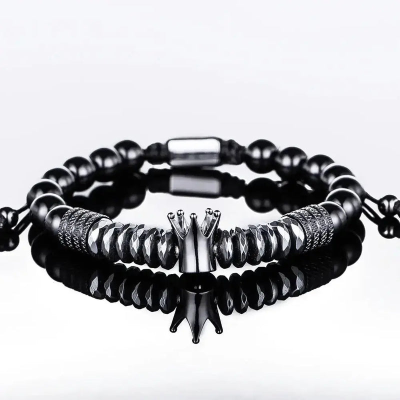 Black Luxury Beaded Bracelet - Black - Black Crown