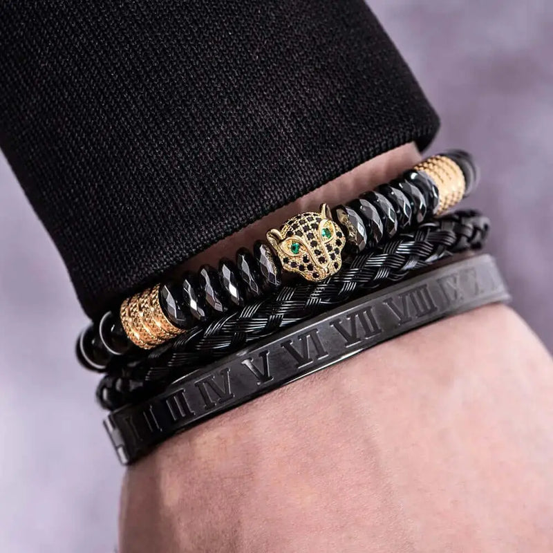 Black Leopard Bracelet Set