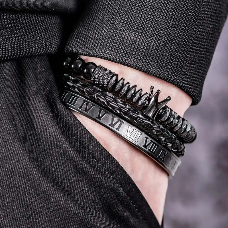 Black Crown Bracelet Set