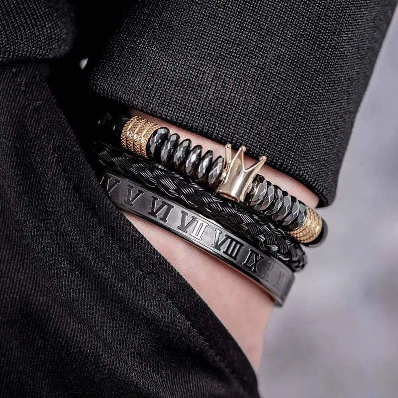 Black Crown Bracelet Set