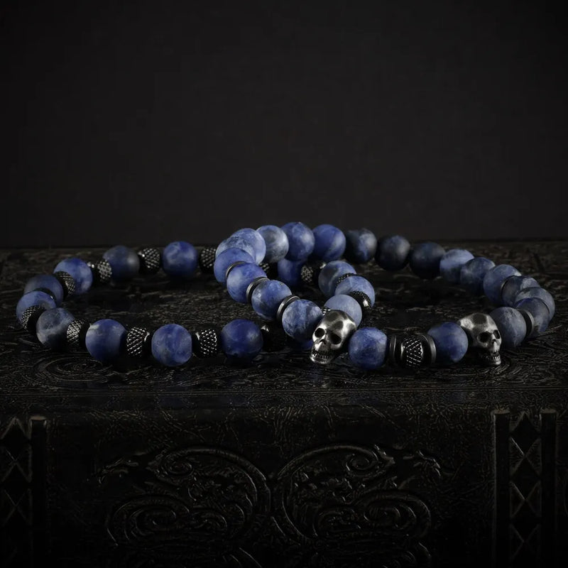 Blue Stone Skull Bracelet Set