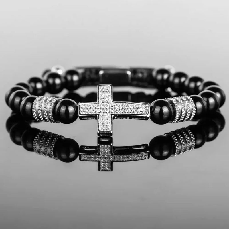Statement Charm Bracelet - Black - Silver - White