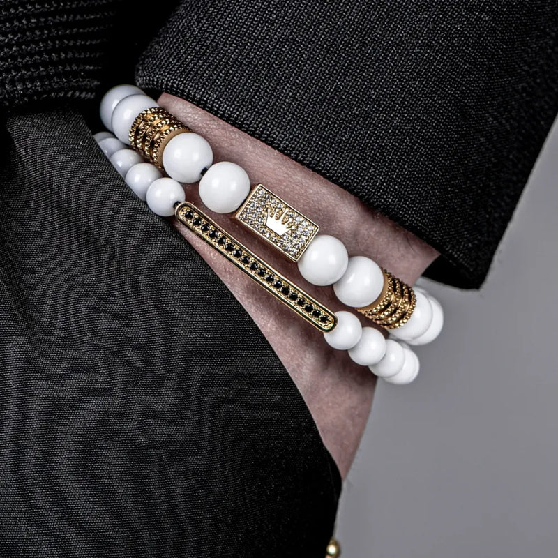 Crown Roman Beaded Bracelet Set
