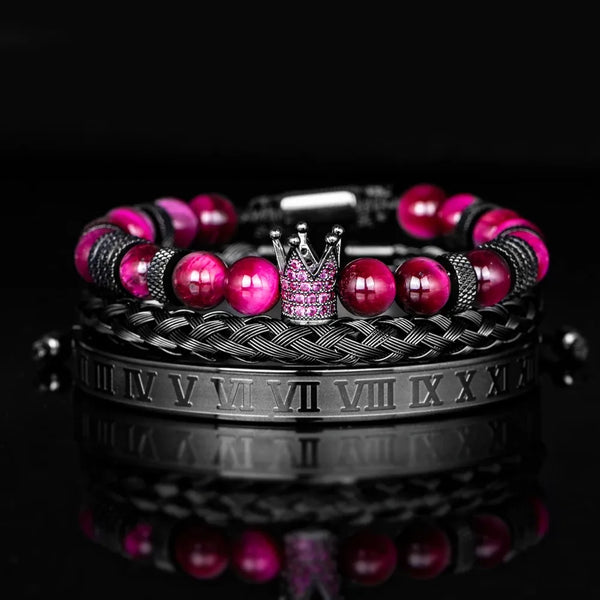 Crown Empire Bracelet Set - Red - Black
