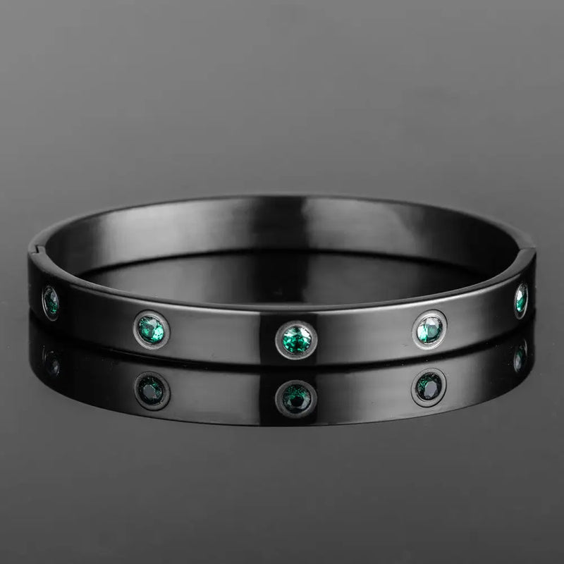 Blue Crystal Bangle - Black - Green