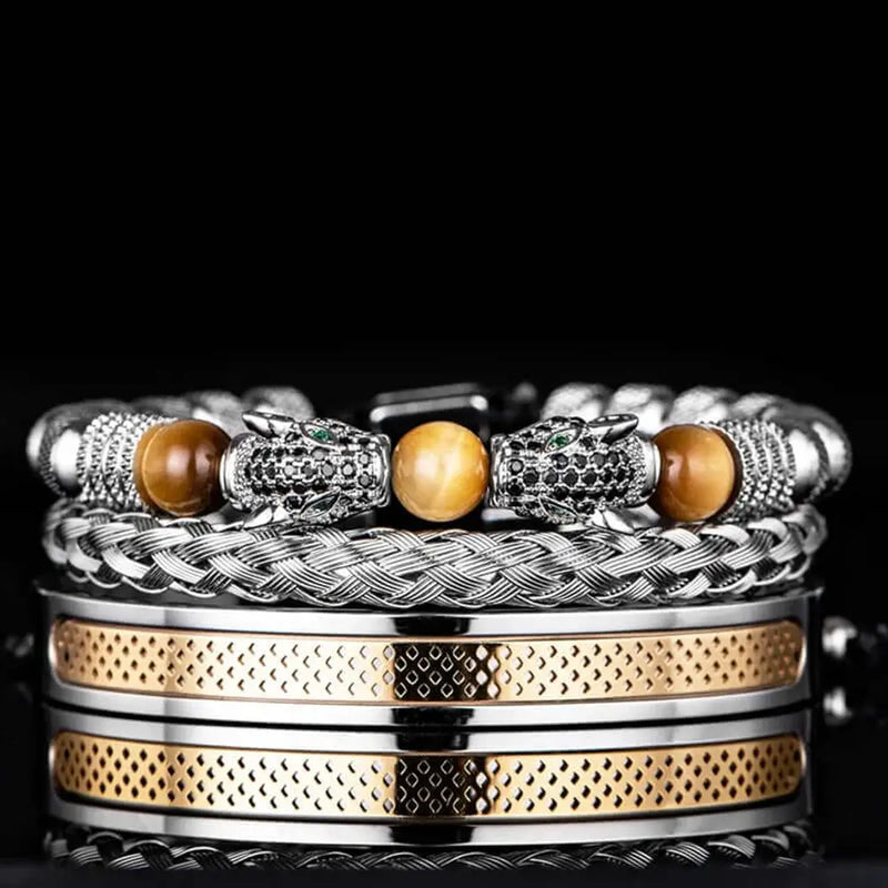 Double Leopard Bracelet Set - Gold