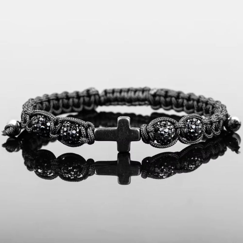 Cross Beaded Bracelet - Black