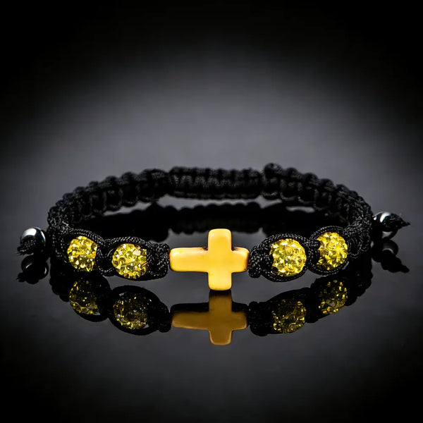 Cross Beaded Bracelet - Gold