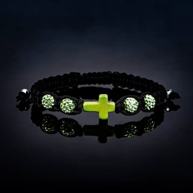 Cross Beaded Bracelet - Green