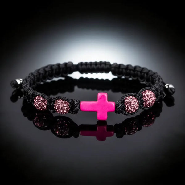 Cross Beaded Bracelet - Pink