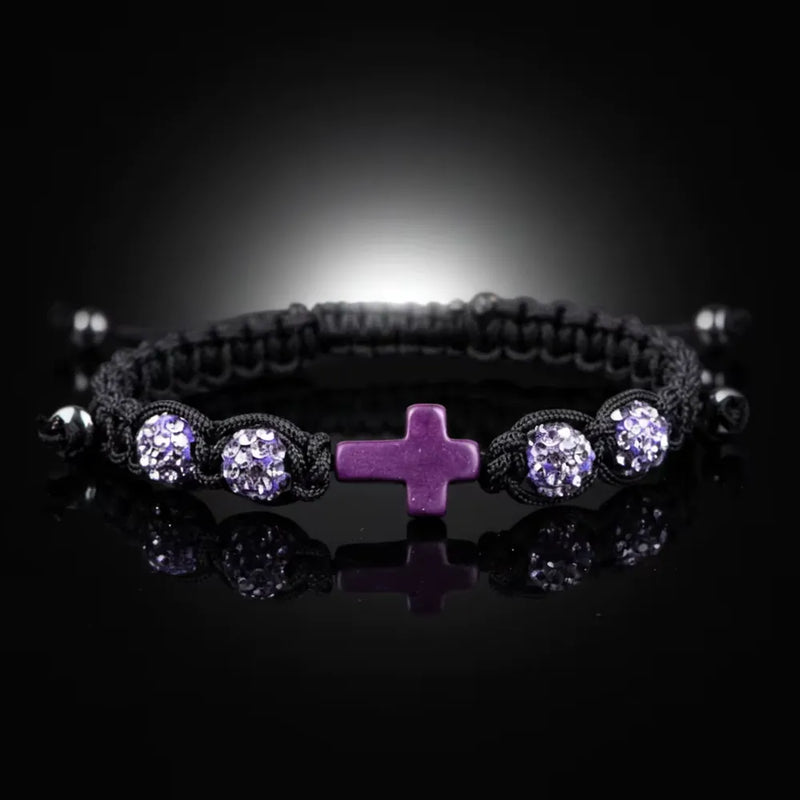 Cross Beaded Bracelet - Purple