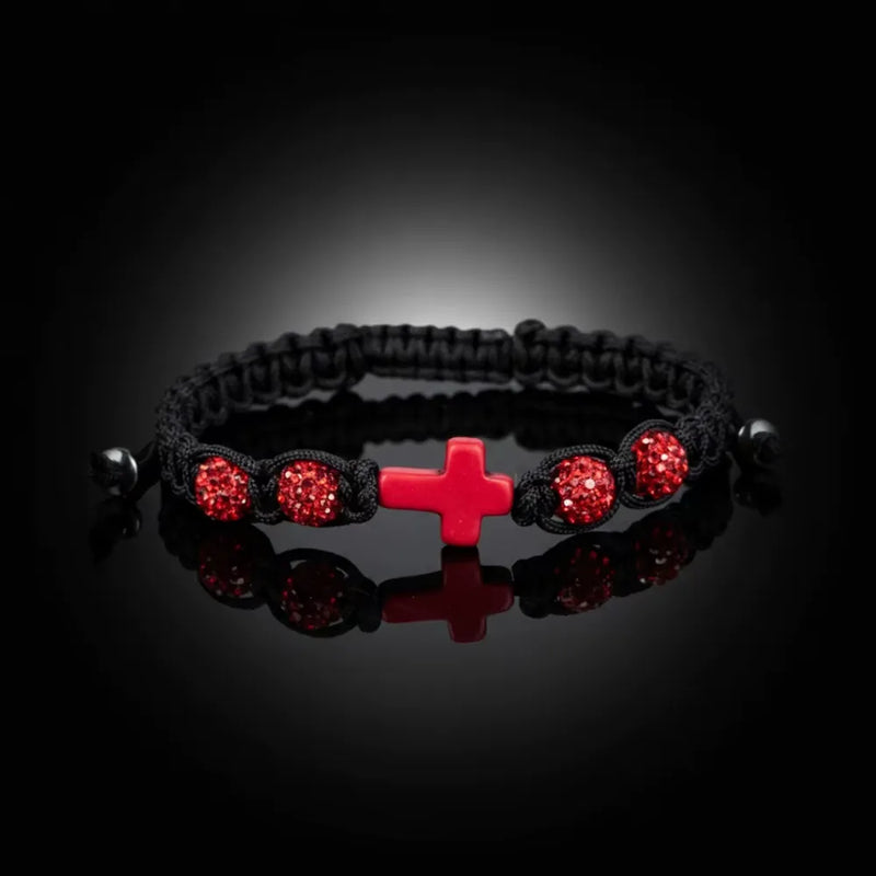 Cross Beaded Bracelet - Red
