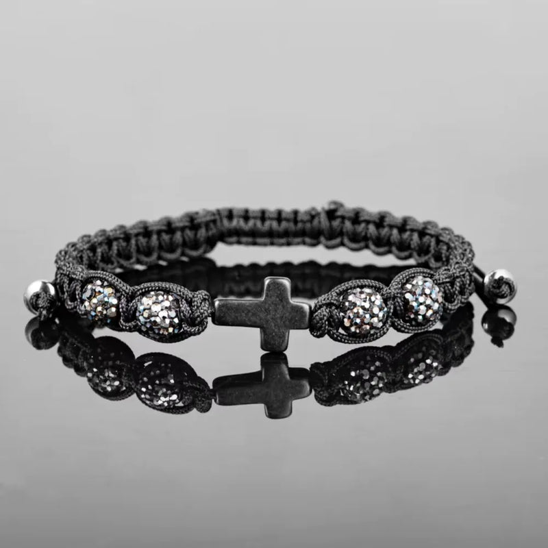 Cross Beaded Bracelet - Silver