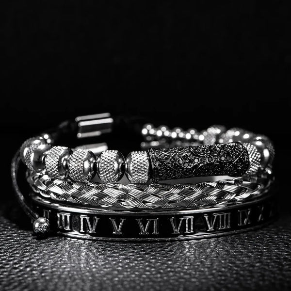 Imperial Roman Bracelet Set - Silver