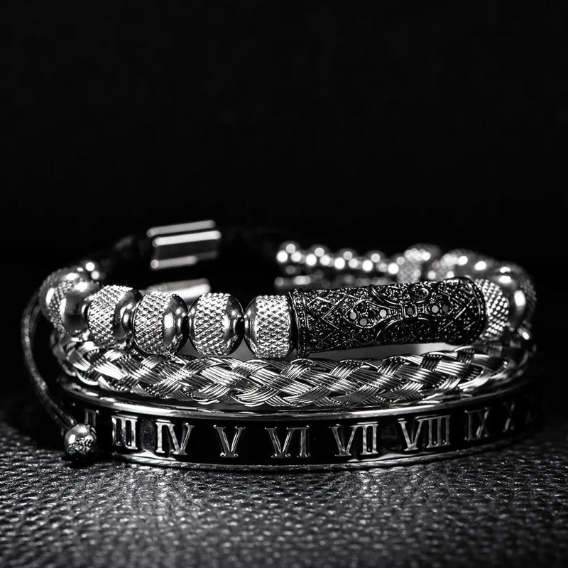 Imperial Roman Bracelet Set - Silver