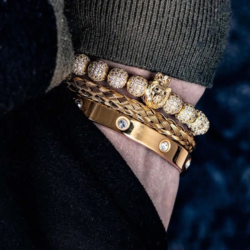 Lion's Crystal Bracelet Set
