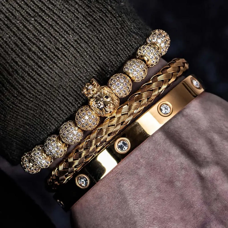 Lion's Crystal Bracelet Set
