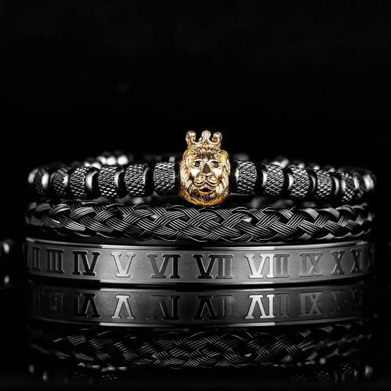 Lion's Deluxe Bracelet Set - Black - Gold