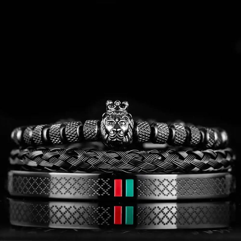 Lion's Deluxe Stripes Bracelet Set - Black