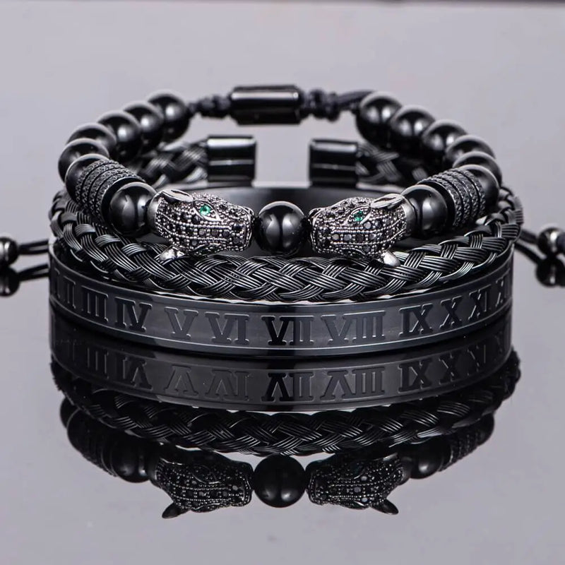 Leopard Bracelet Set - All - Black