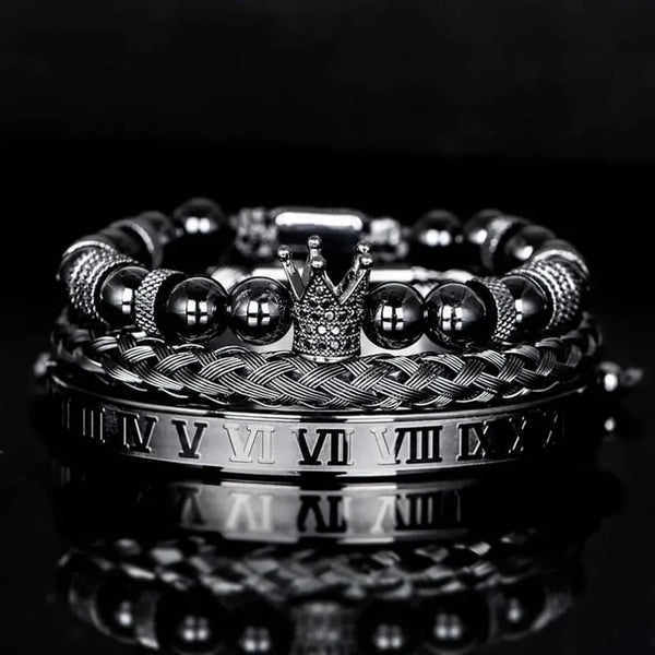 Luxury Pearl Crown Bracelet Set - All - Black