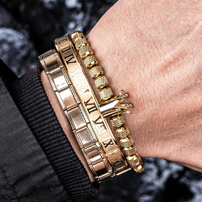 Roman Crown Bracelet Set