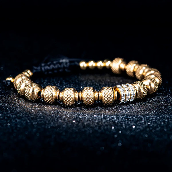 Men's Gold CZ Beaded Bracelet