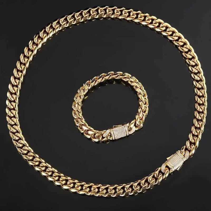 Cuban Link Chain Set - Necklace & Bracelet