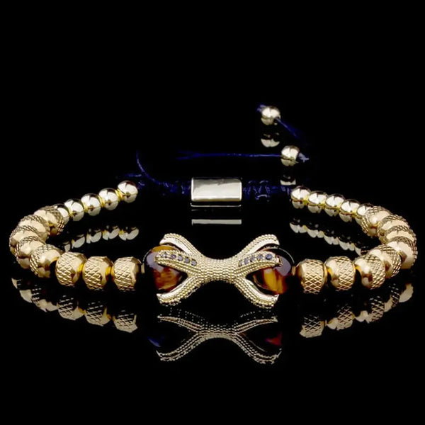 Roman Dragon Beaded Bracelet - Gold