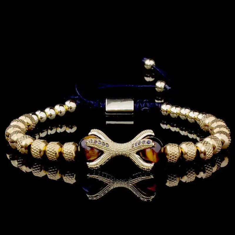 Roman Dragon Beaded Bracelet - Gold