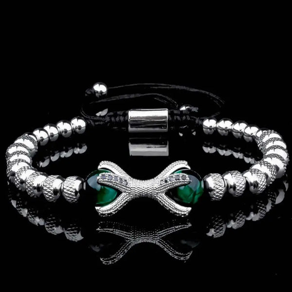 Roman Dragon Beaded Bracelet - Green