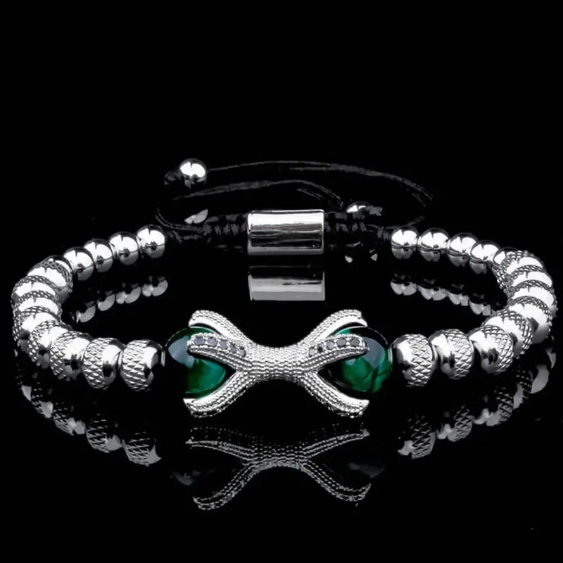 Roman Dragon Beaded Bracelet - Green