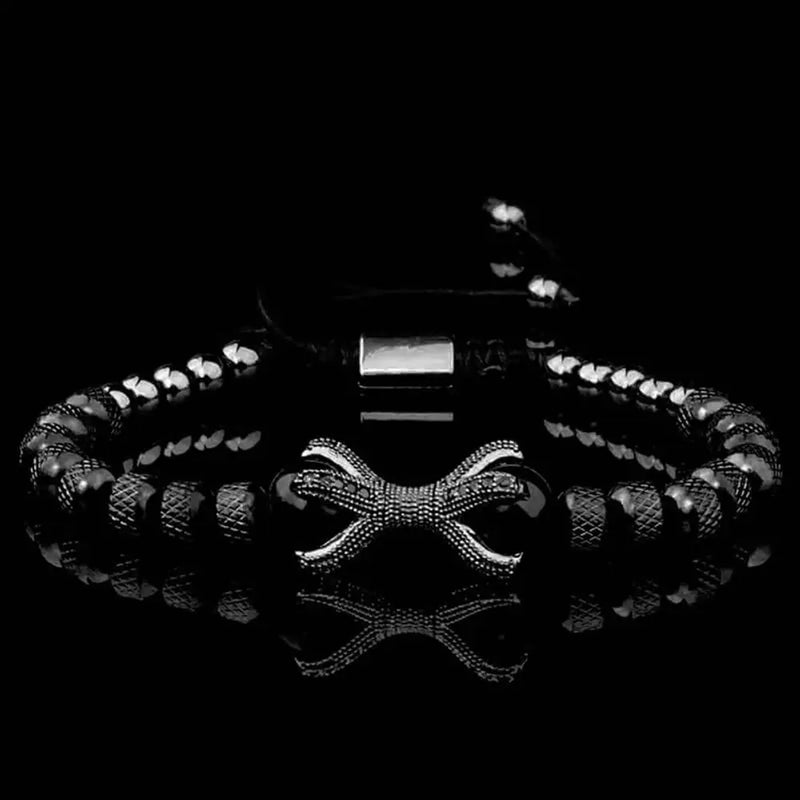Roman Dragon Beaded Bracelet - Black