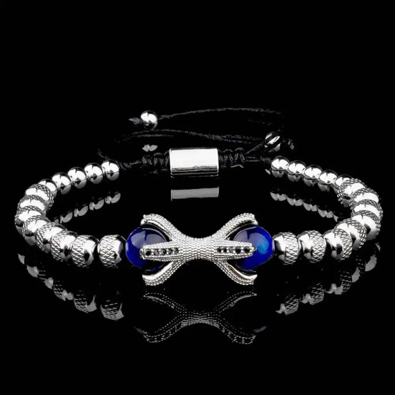 Roman Dragon Beaded Bracelet - Blue