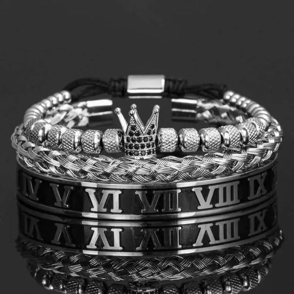 Roman Emperor Bracelet Set - Silver