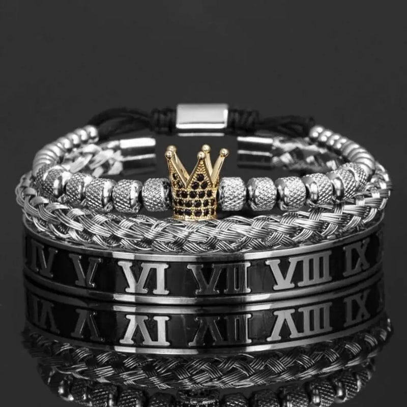 Roman Emperor Bracelet Set - Silver - Gold