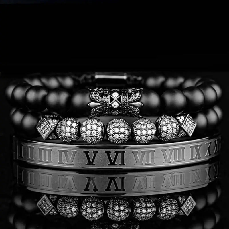Roman Royal Bracelet Set - Black