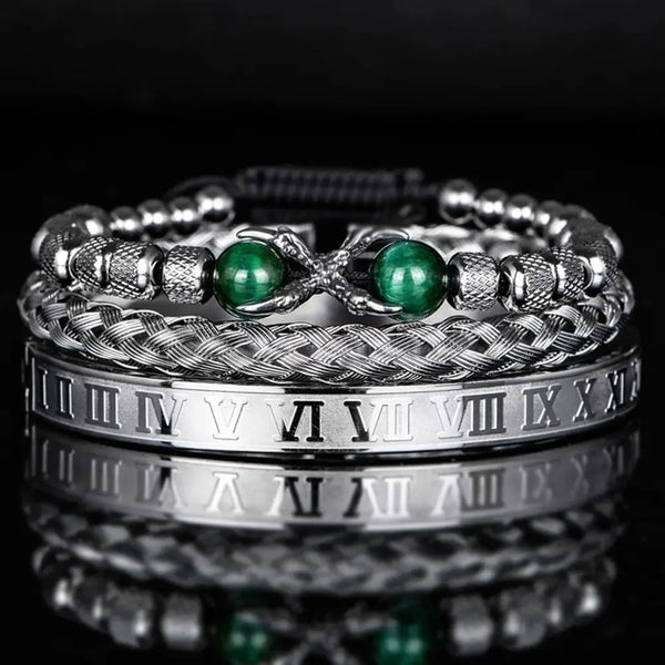 Tiger Eye Claw Bracelet Set - Green