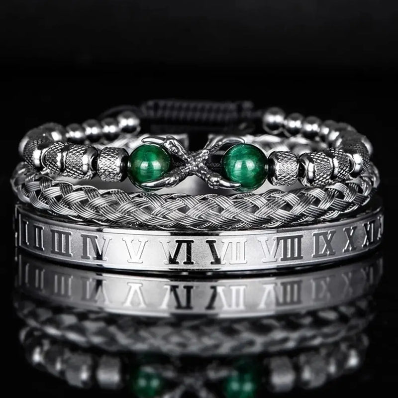 Tiger Eye Claw Bracelet Set - Green