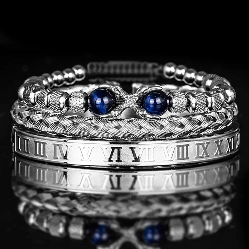 Tiger Eye Claw Bracelet Set - Blue